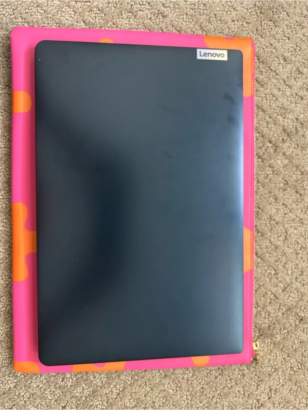 Pink and Orange Patterned Tablet laptop Sleeve with Zip Closure